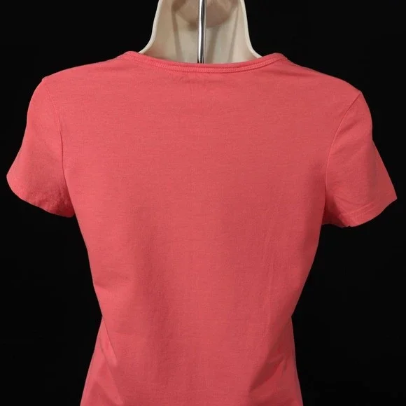 Energie Womens My Favorite Tee T-Shirt L Large Salmon Pink Stretch Short Sleeve - Picture 5 of 8